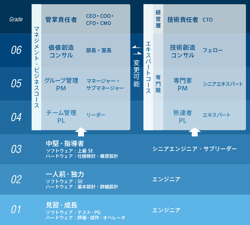 等級と選べるコース選択